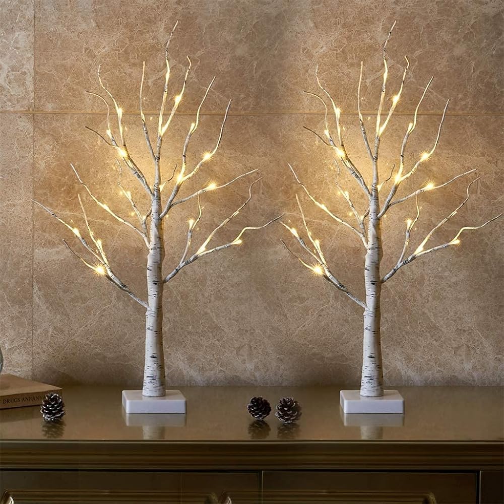 Lighted birch tree, 2ft