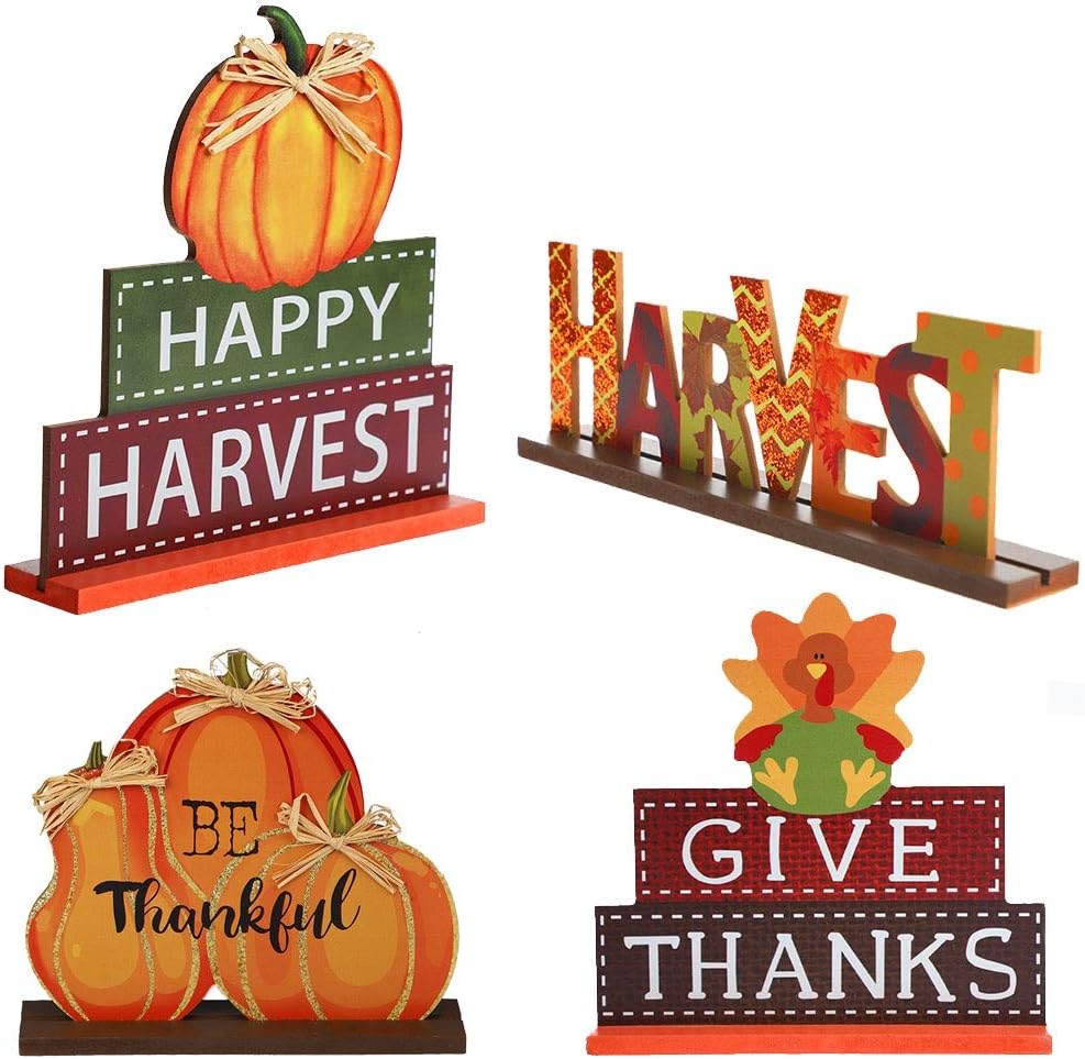 Harvest wooden table signs, 4 pack