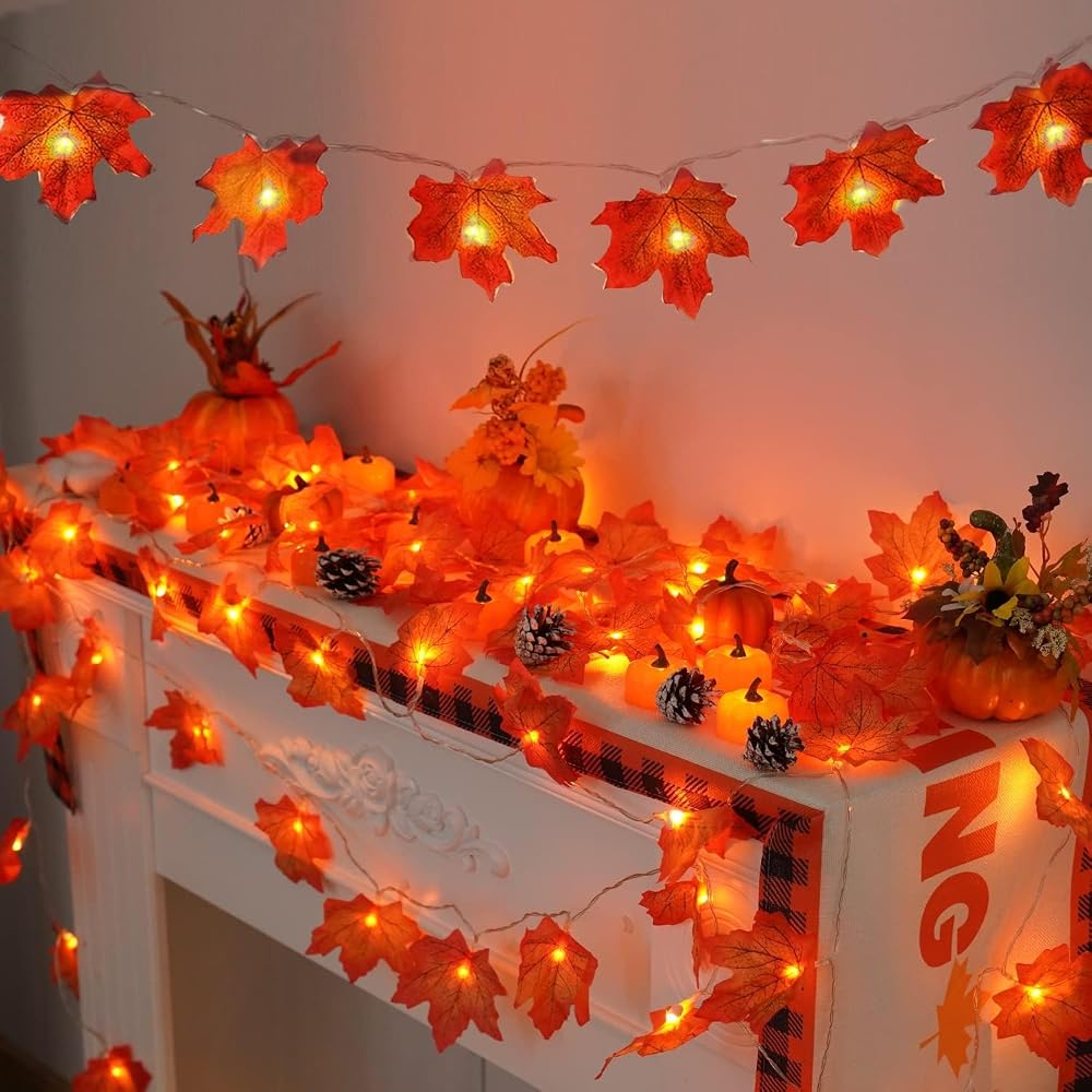 Fall leaf string lights, 2 packs