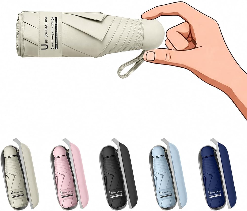Compact UV travel umbrella