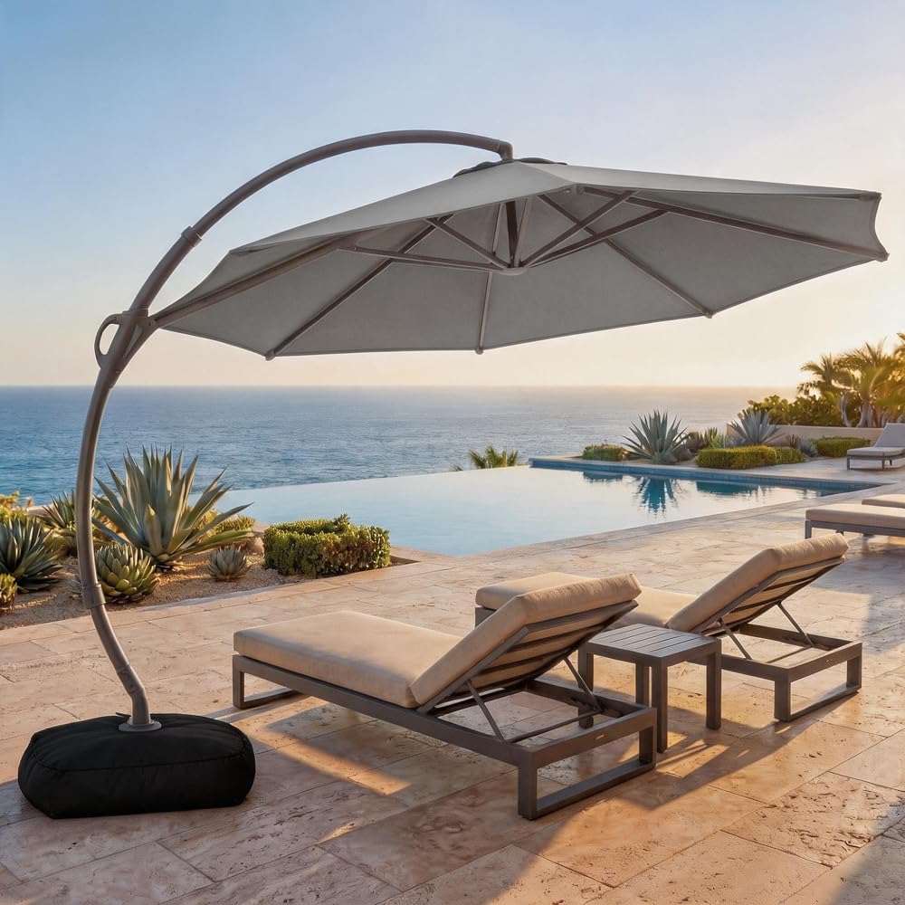 12ft curvy cantilever umbrella, base included