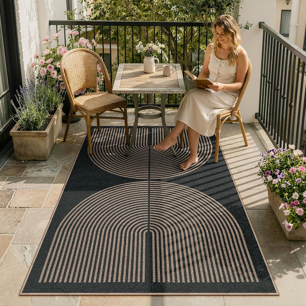 Washable outdoor patio rug, 3x5