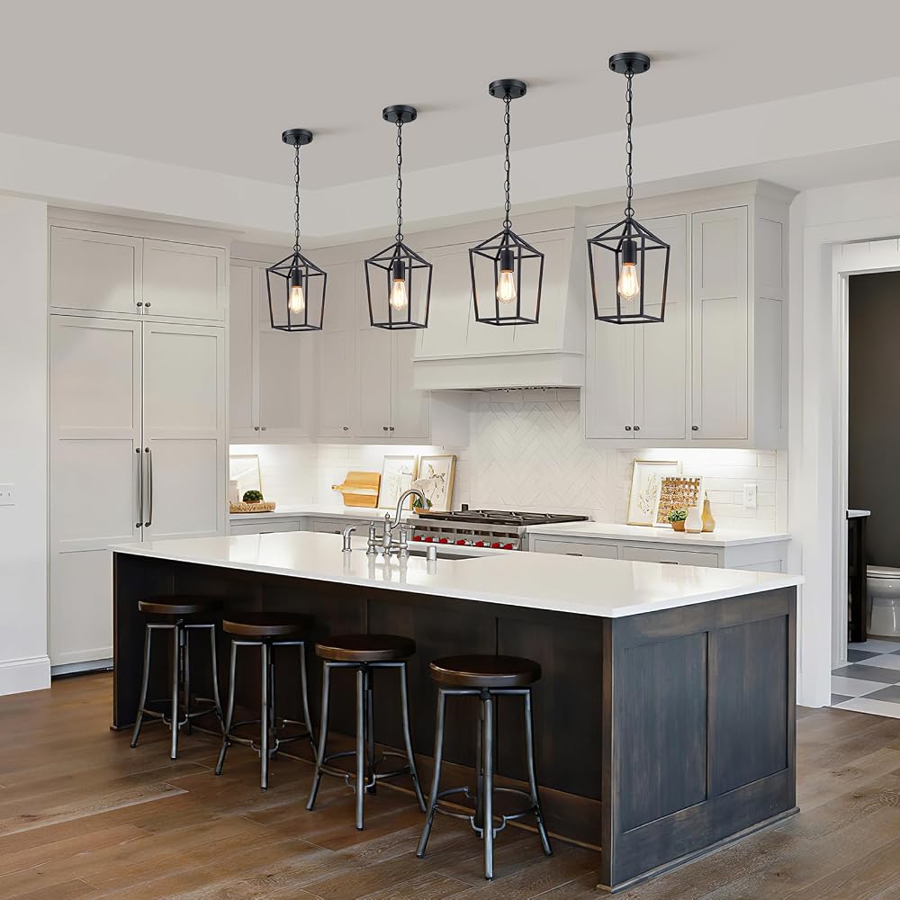 Black lantern pendant lights, 2 pack