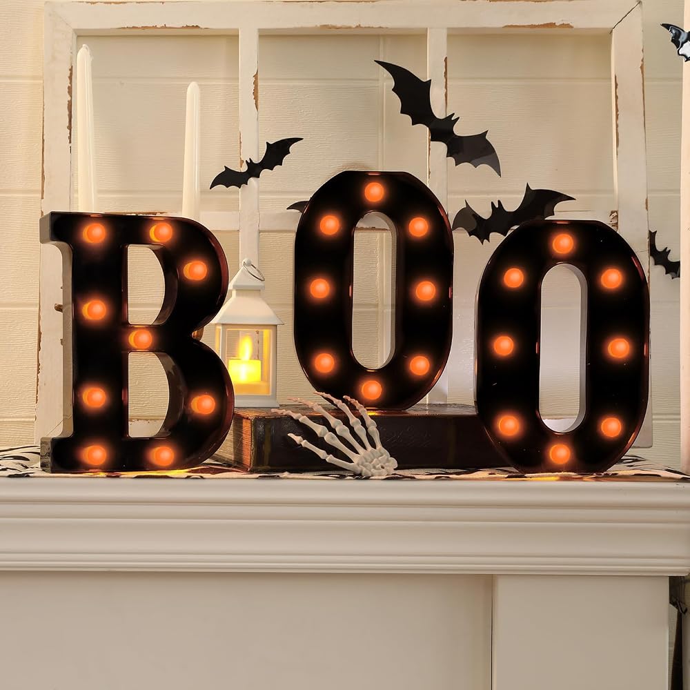 BOO marquee light-up letters