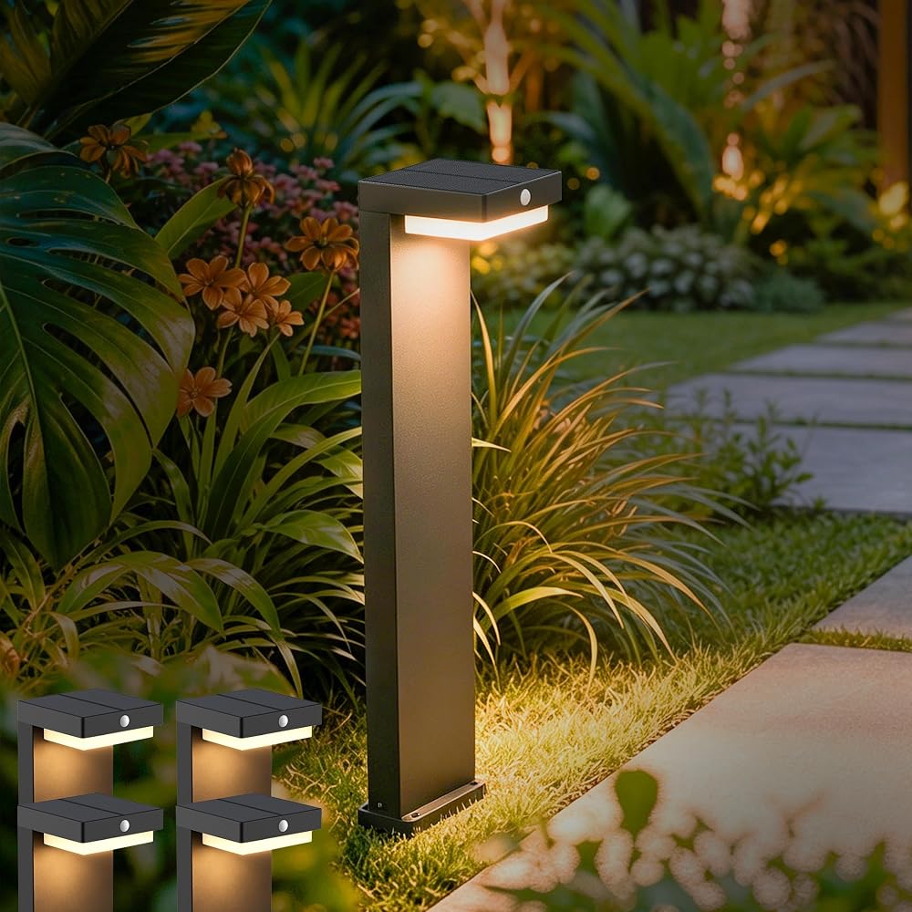 Solar pathway lights with motion sensor