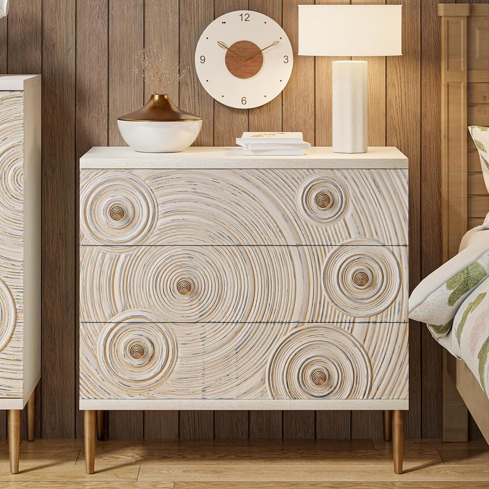 Boho embossed 3-drawer dresser