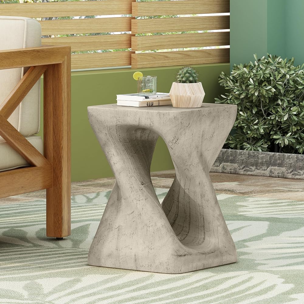 Twist-shaped outdoor accent table