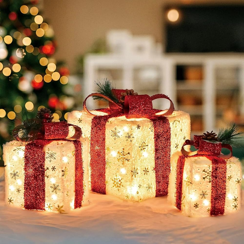 Lighted gift boxes, set of 3