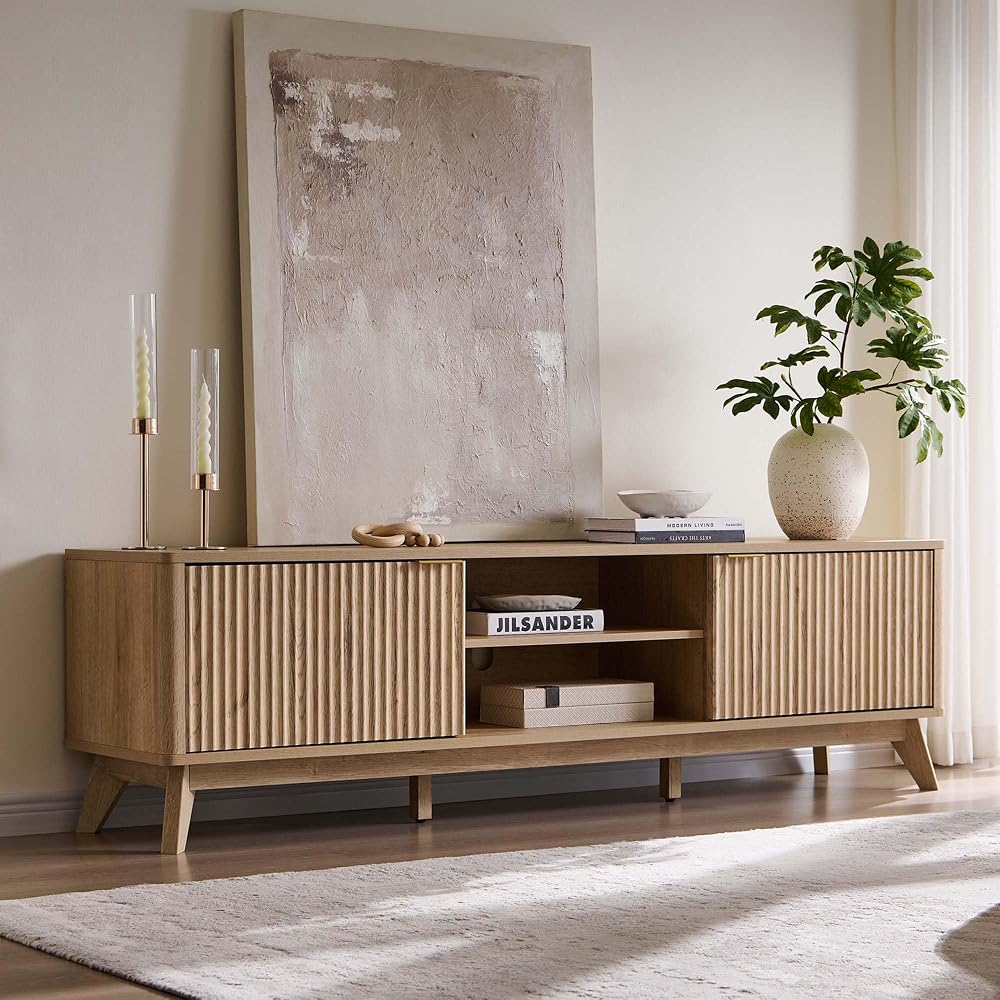 70" fluted mid-century TV stand