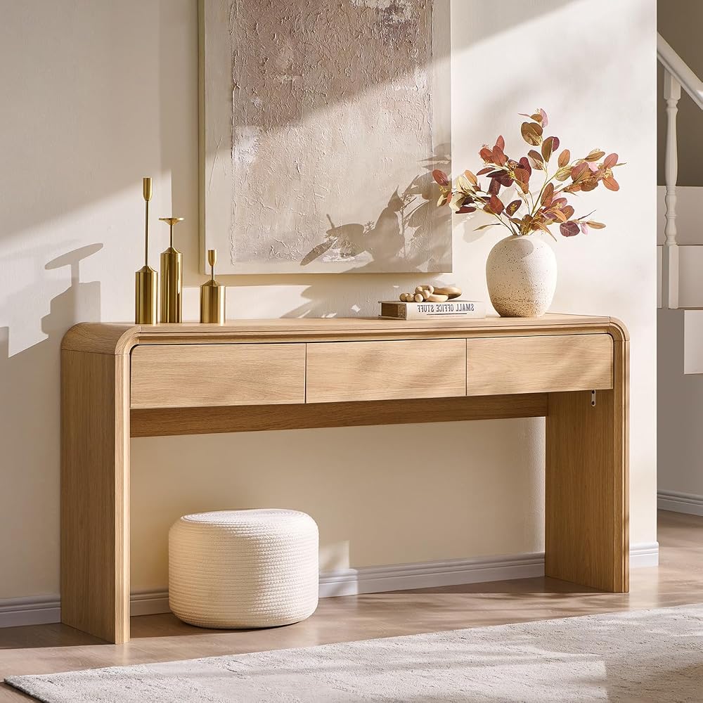 63" console table with drawers