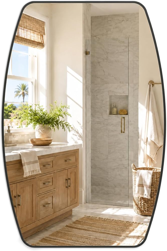 Curved rectangle mirror, matte black
