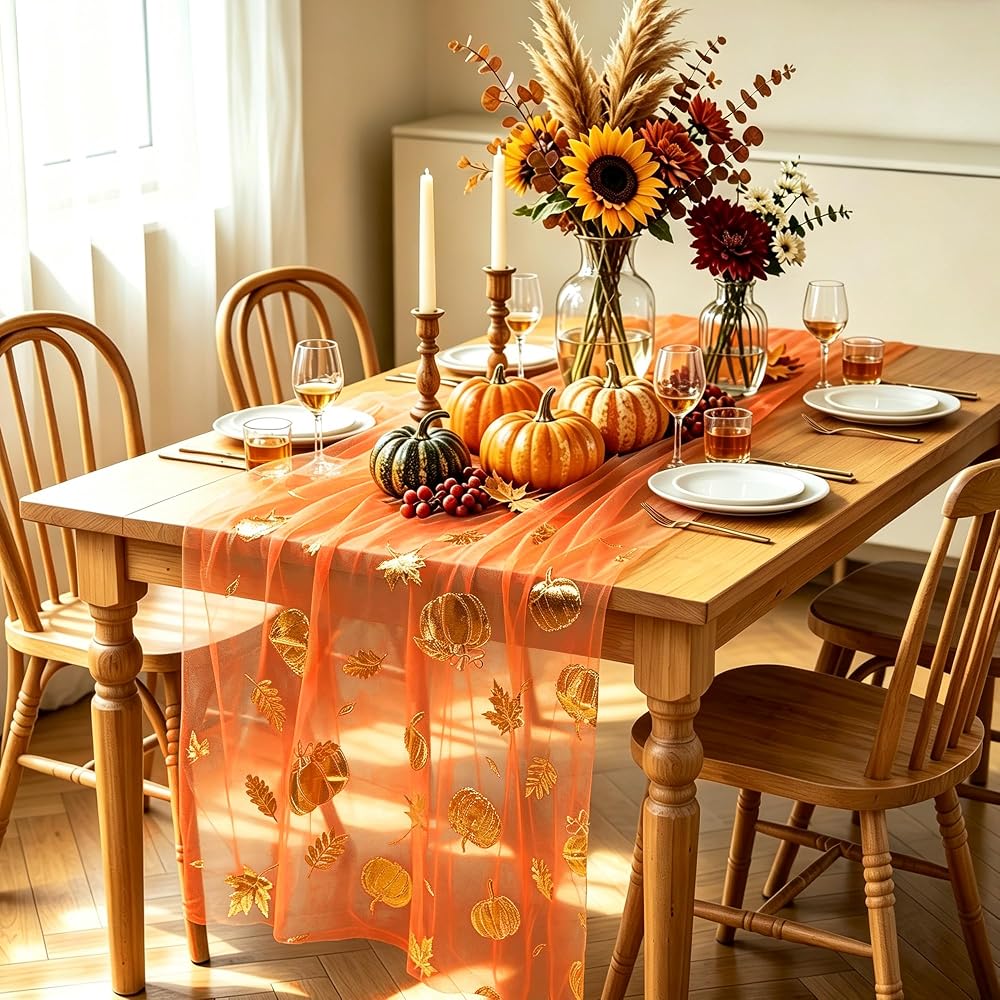 10ft metallic pumpkin table runner