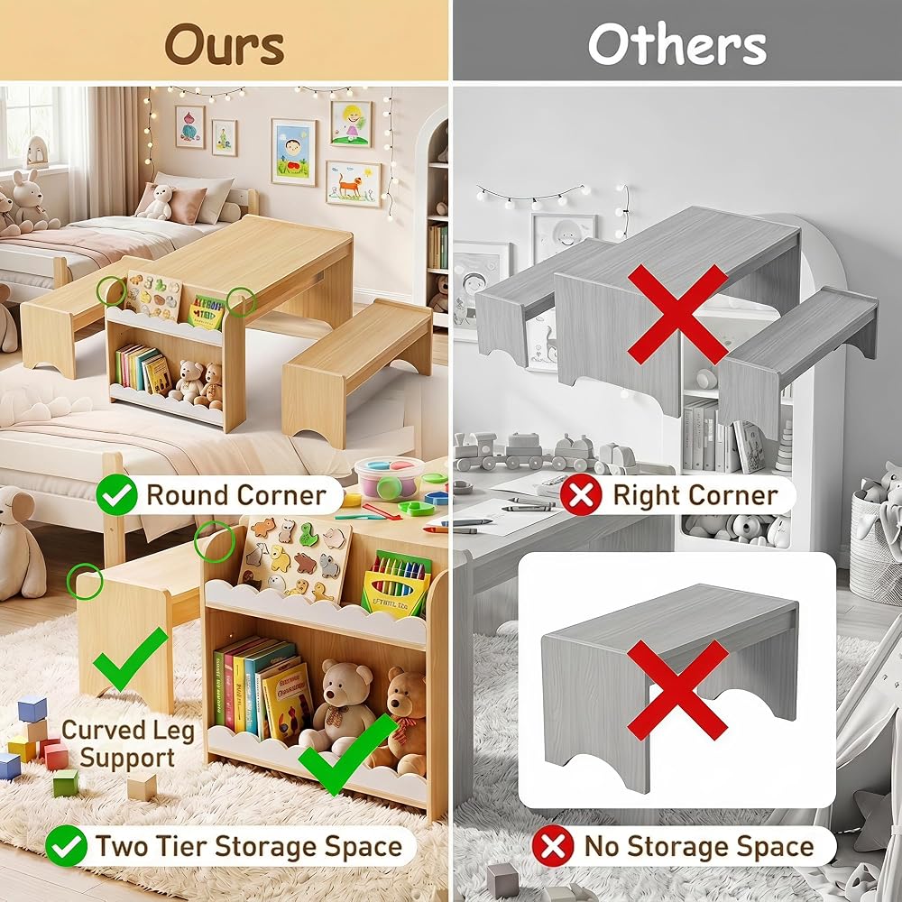 Montessori table and bench set