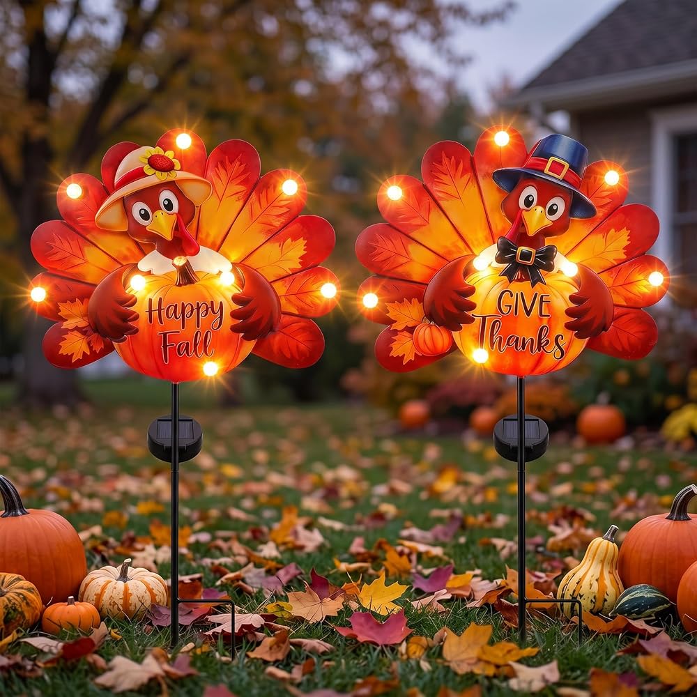 Solar turkey garden stakes, 2 pack