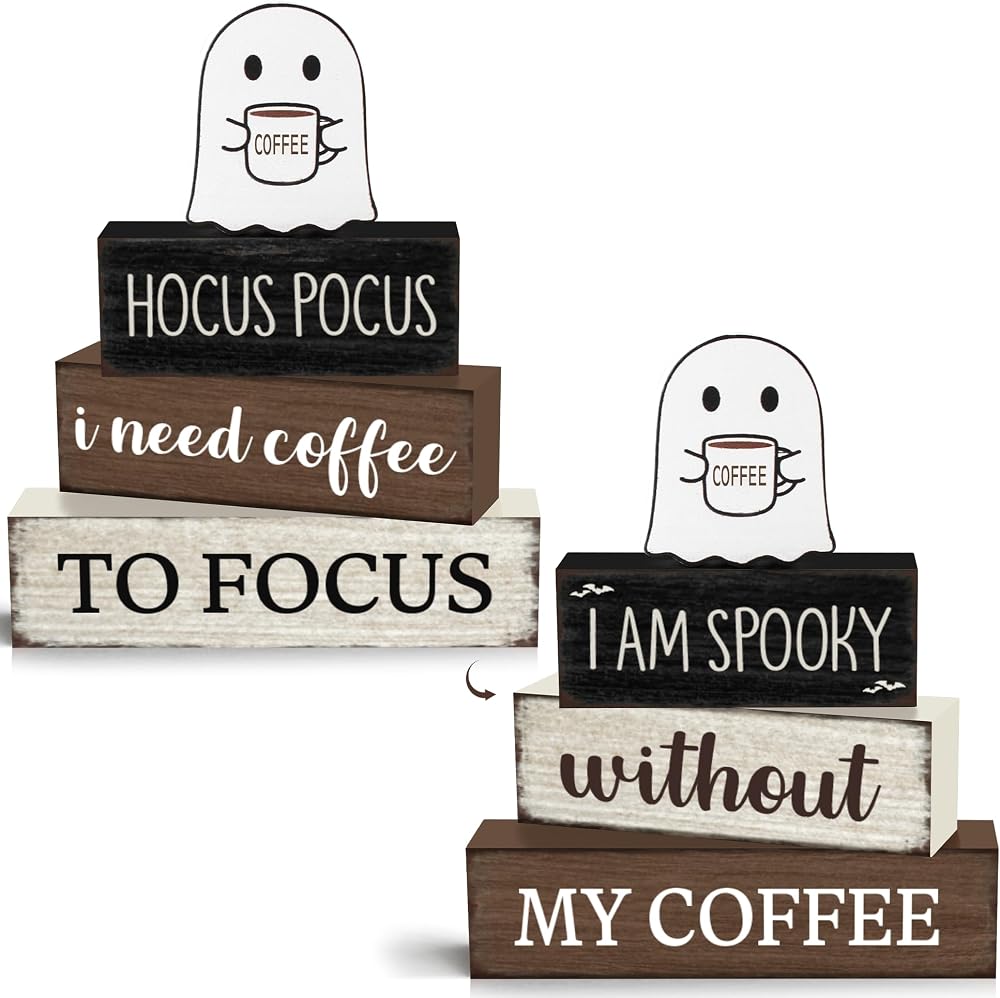 Halloween wooden table decor, 4 pieces